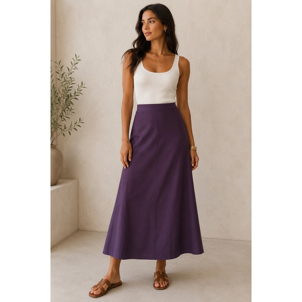 Koret Petite Plum Maxi Skirt Women's Elegant A-Line Long Casual Boho Skirt